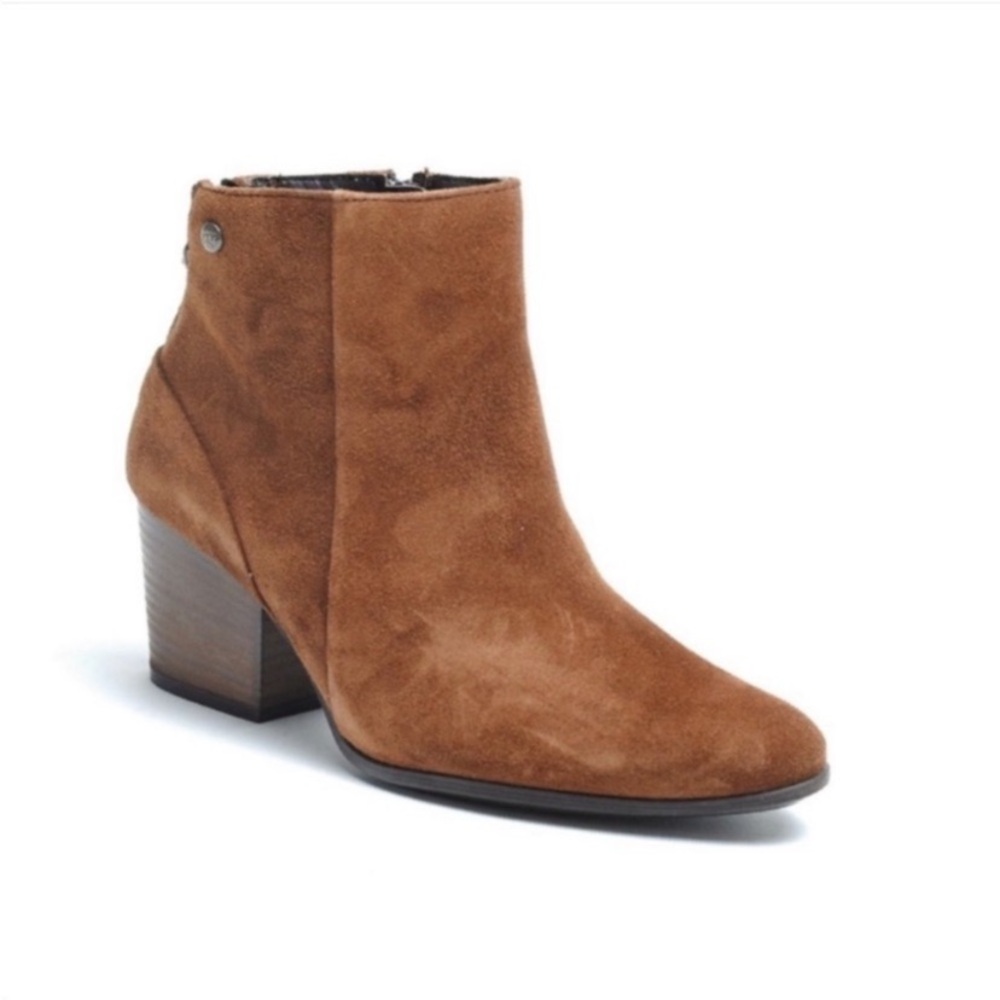 Paul Green Chestnut Brown Jada Suede Ankle Boots Tassel Zip - Picture 3 of 12